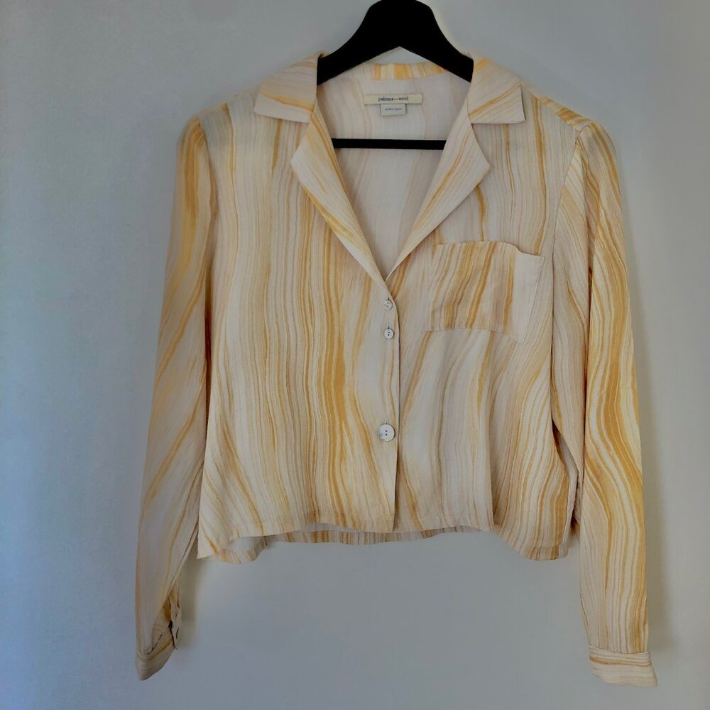 Paloma Wool Cream and Yellow Wave-Striped Button Front Blouse